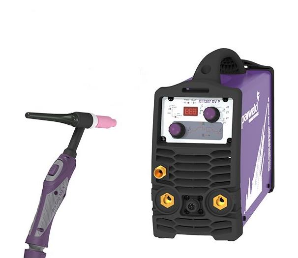 PARWELD XTT207DV TIG WELDING INVERTER INCL. PRO-GRIP 17 L=8MTR. AND GROUND CABLE L=3MTR.