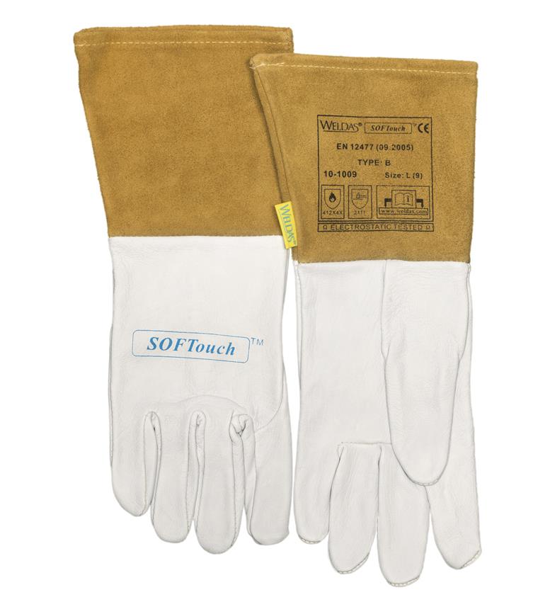 WELDING GLOVE WELDAS SOFT TOUCH 10-1009 MT.L (9) TIG YELLOW/GRAY